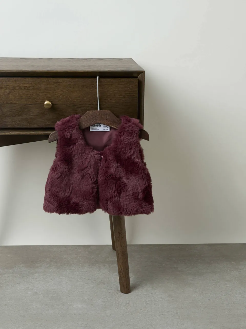 NAME IT BABY imitatiebont gilet - donkerrood, foto 2