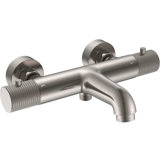 Wiesbaden Badmengkraan Thermostatisch Wiesbaden Ribbd Hartafstand 15 cm Geborsteld Staal
