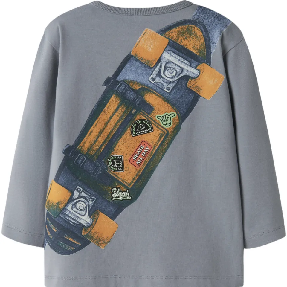 NAME IT MINI longsleeve met backprint lichtblauw, foto 3