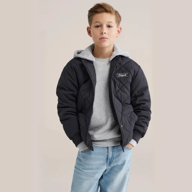 WE Fashion bomberjack zwart Zwart/grijs melange