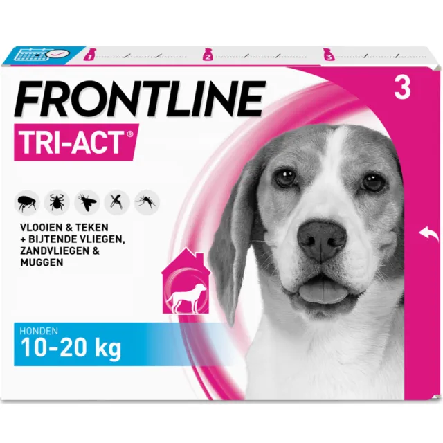 Frontline Tri-Act Anti Vlooien en Teken Druppels M 3 pipetten