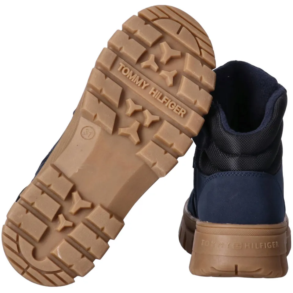 Tommy Hilfiger Schoolkind/tiener veterschoenen met profielzool - donkerblauw/zwart, foto 5