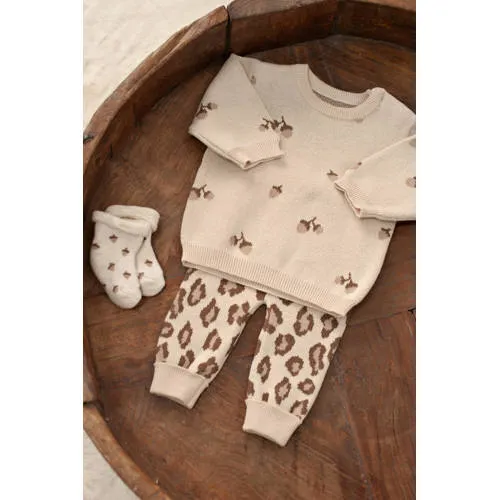 Feetje jacquard babybroek panterprint zand, foto 4