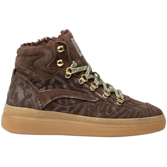 Floris Van Bommel Fygi 02.00 suède veterboots met dierenprint - donkerbruin