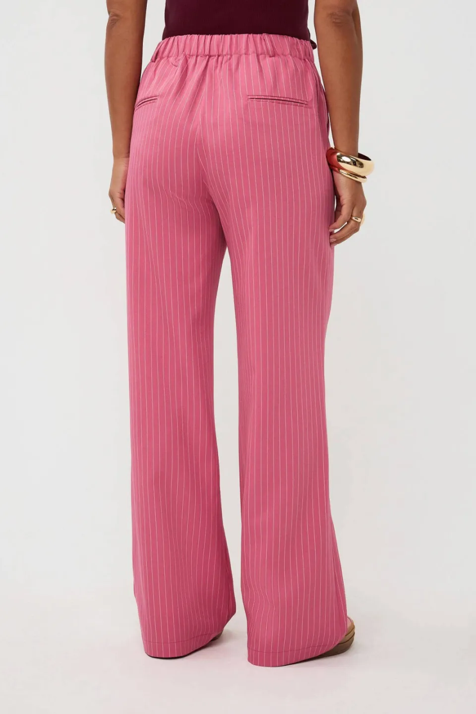 Ydence regular waist pantalon met krijtstreep roze, foto 3