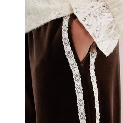 WE Fashion fluwelen wide leg broek bruin, foto 4