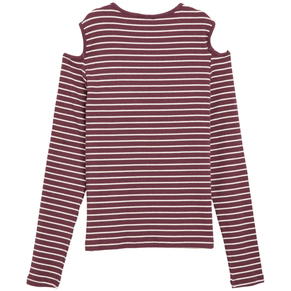 S.Oliver gestreepte longsleeve met cut-out aubergine, foto 4