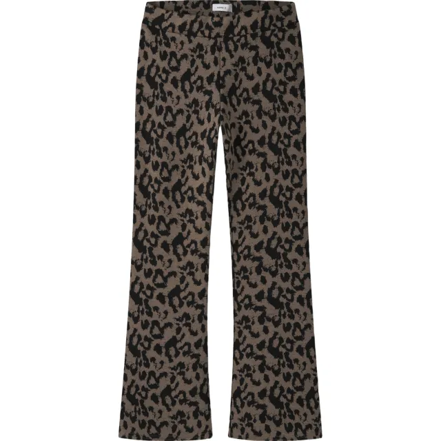 NAME IT bootcut broek panterprint bruin bruin/zwart