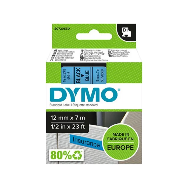 Dymo 45016 (S0720560) Tape Zwart op blauw (12 mm), foto 2