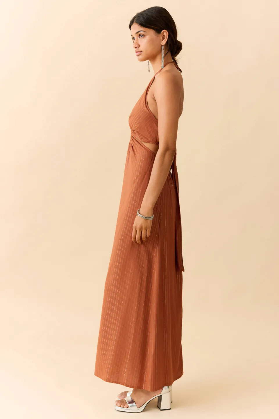 Mango Teen halter maxi jurk met cut-out oranje, foto 3
