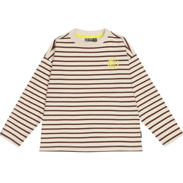 Tumble 'n Dry gestreepte longsleeve met borduursels donkerbruin