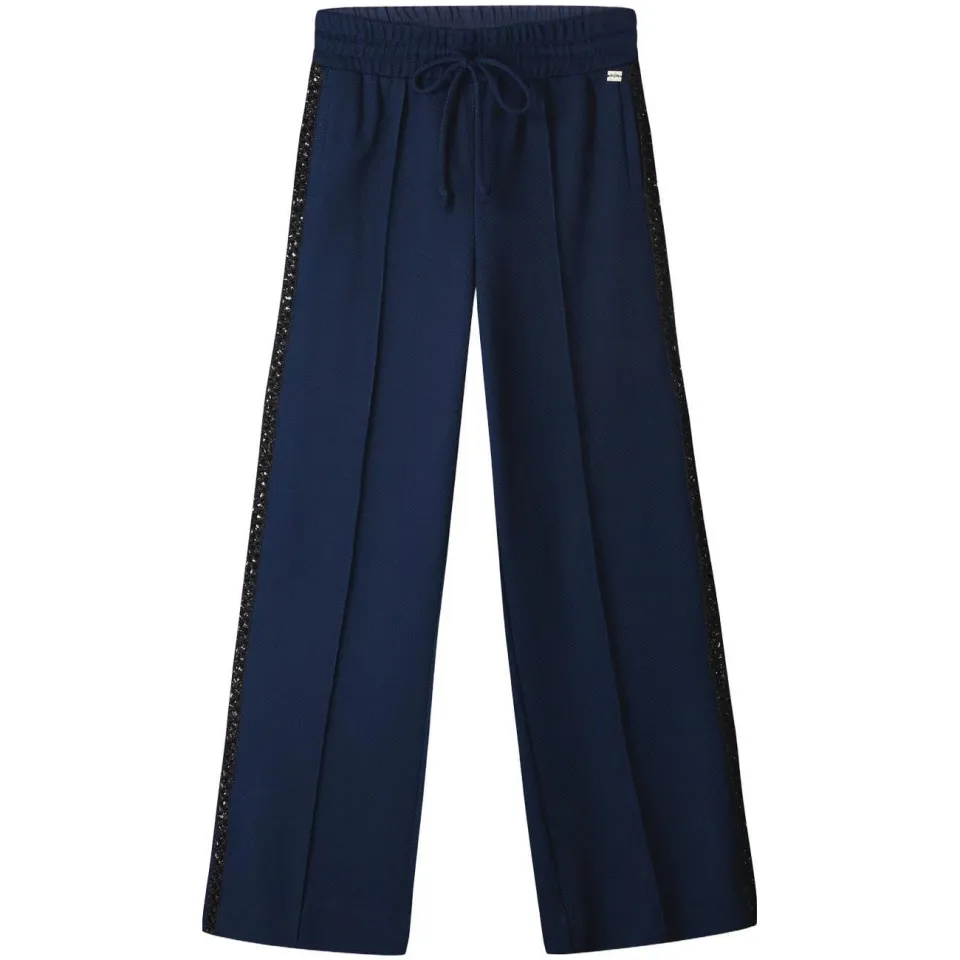 POM Amsterdam wide leg broek met glitters - donkerblauw, foto 2