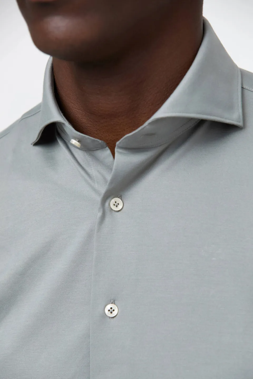 Profuomo gebreid slim fit strijkvrij overhemd groen, foto 6