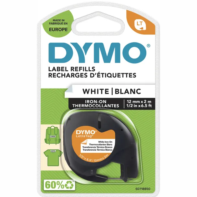 Dymo 18769 (S0718850) Tape Zwart op wit (12 mm), foto 3