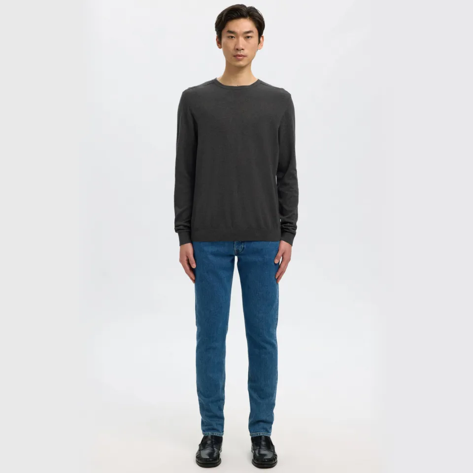 Selected pullover fijn gebreid antraciet Grijs