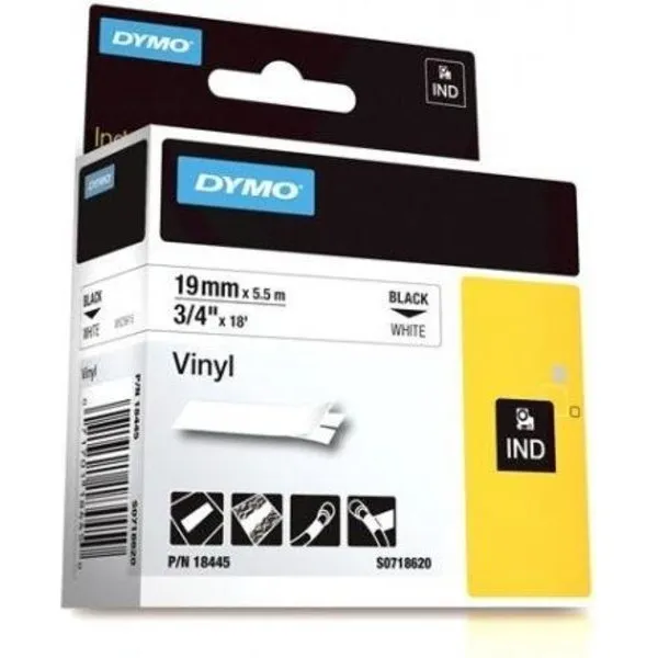 Dymo Labeltape dymo rhino industrieel vinyl 19mm zwart Op wit