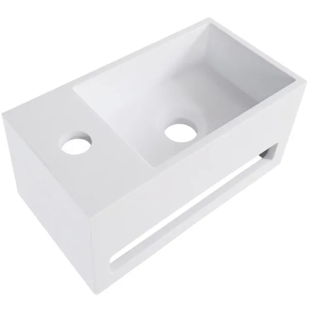 Wiesbaden Fontein met Handdoekhouder Wiesbaden Solid Surface (kraangat links) 35.6x20.3x15.9 cm Mat Wit