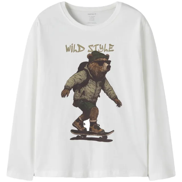 NAME IT oversized longsleeve met print wit Offwhite