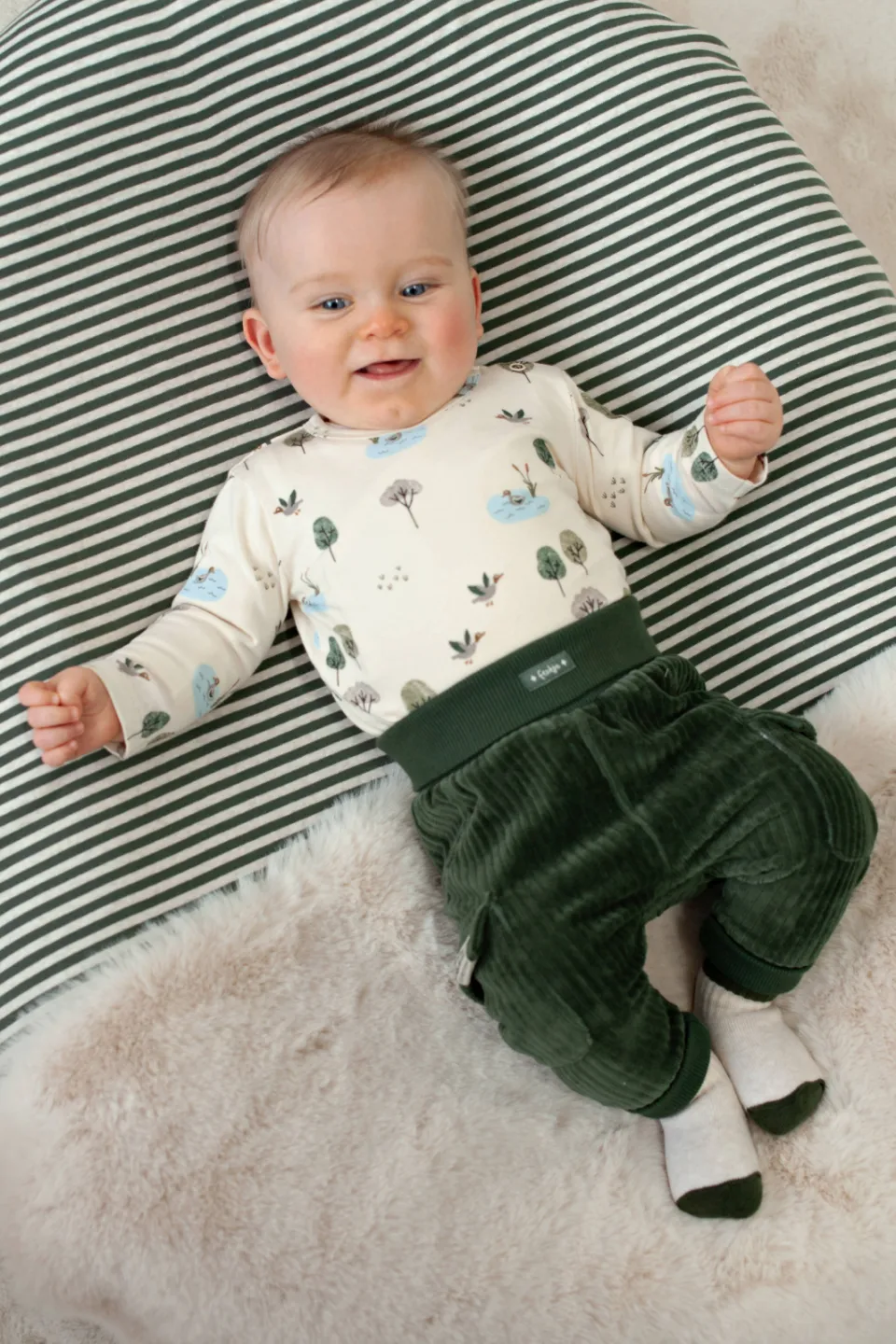 Feetje Wiggle and Waddle corduroy cargobroek groen, foto 4