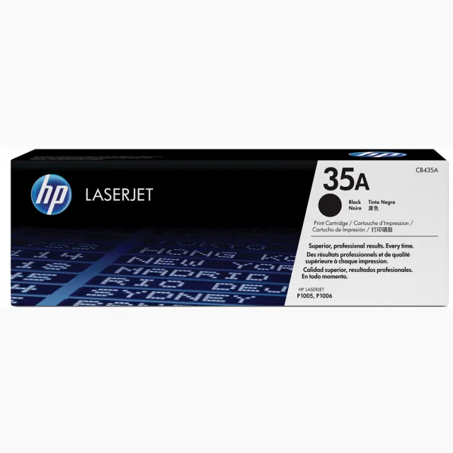Hp CB435A Toner, Zwart, 1.5k Zwart, Blauw, Wit