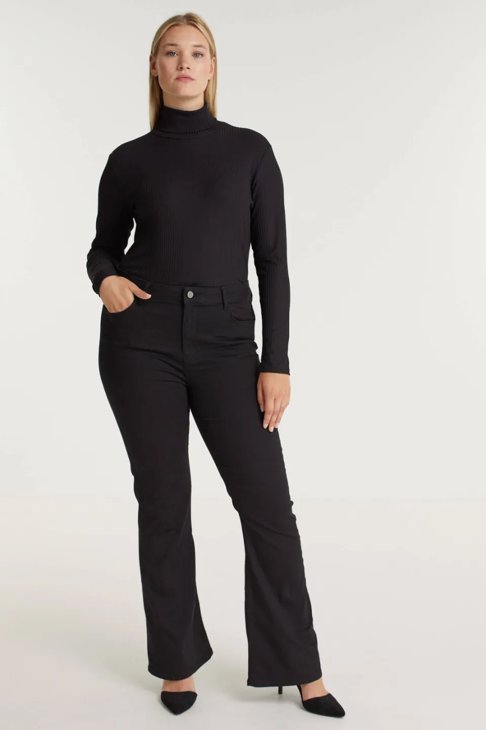 Yoek high waist flared jeans zwart, foto 3