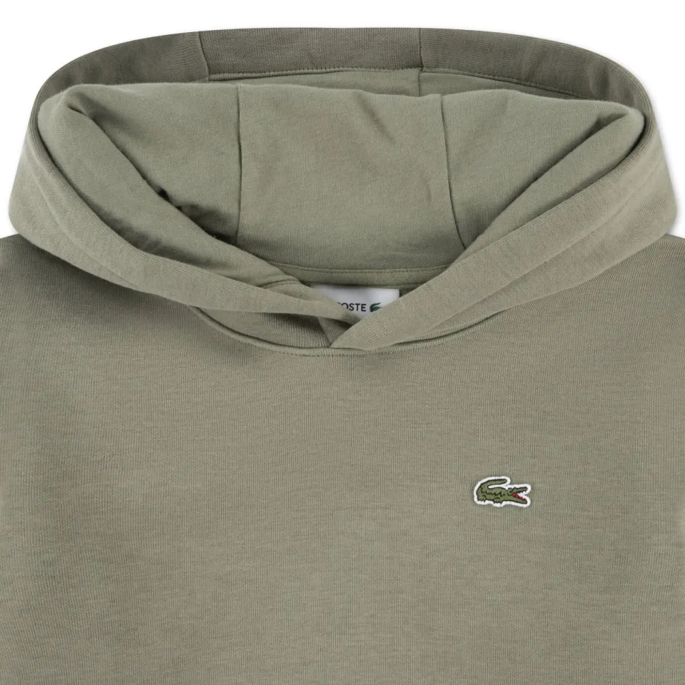 Lacoste fleece hoodie met logo - kaki, foto 3
