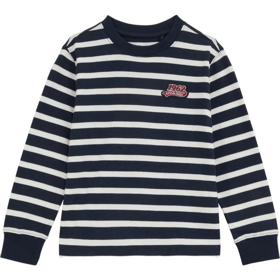 WE Fashion gestreepte longsleeve donkerblauw donkerblauw/wit, foto 2