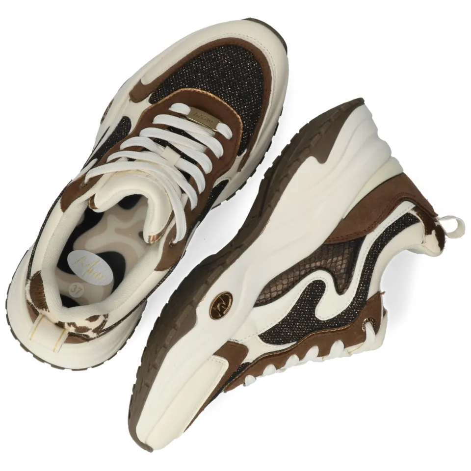 Mexx Palma Ora chunky sneakers wit/bruin, foto 6