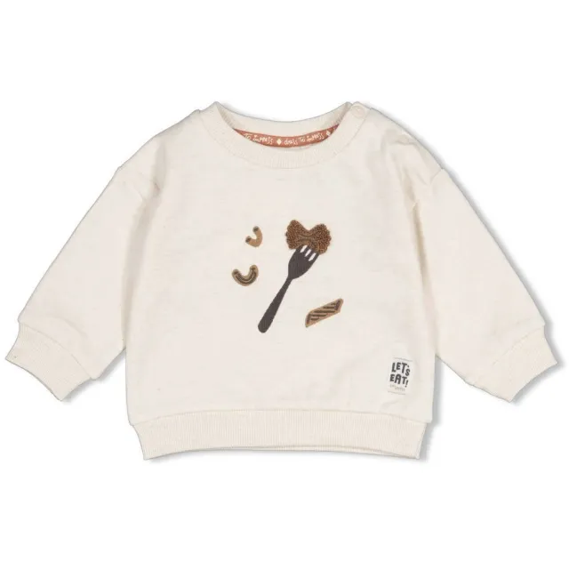 Feetje sweater Pasta Party ecru/antraciet/camel