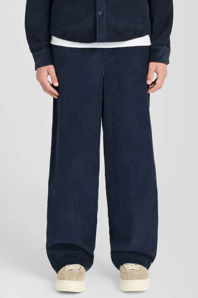 Lyle & Scott corduroy casual broek donkerblauw, foto 3