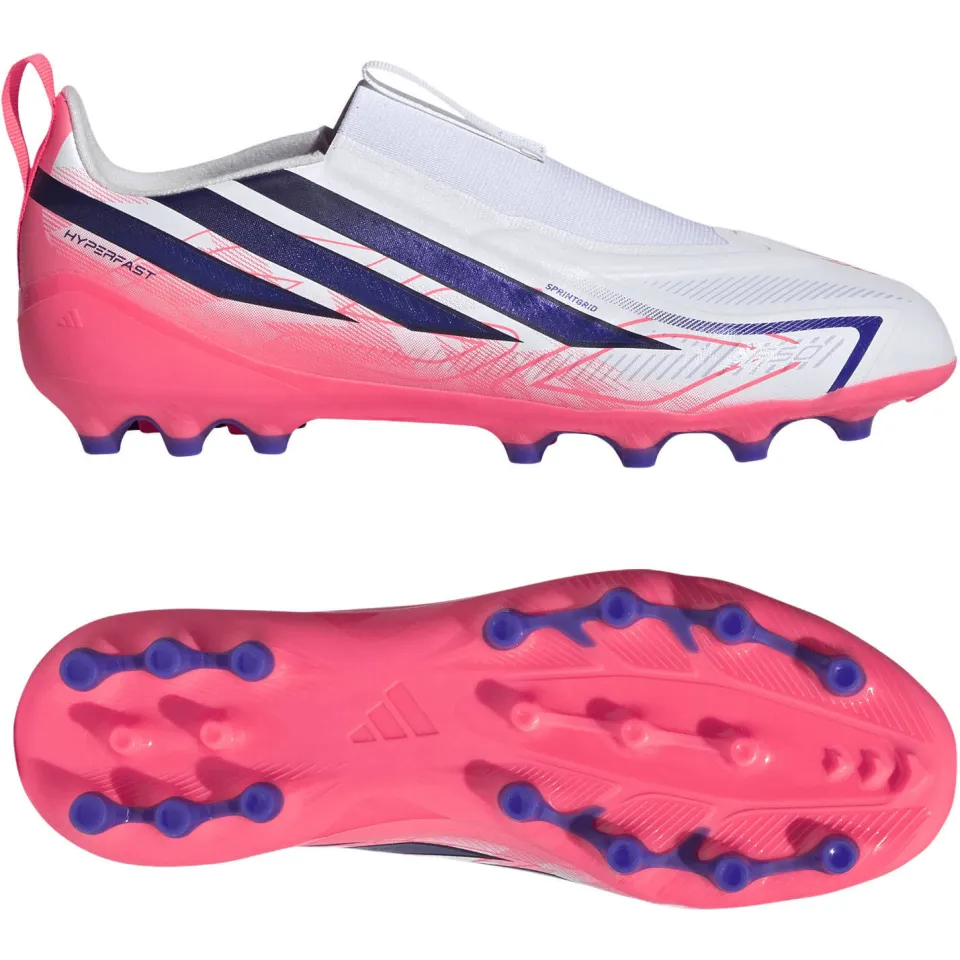 Adidas Performance F50 Hyperfast League AG junior imitatieleren voetbalschoenen -wit/roze, foto 4
