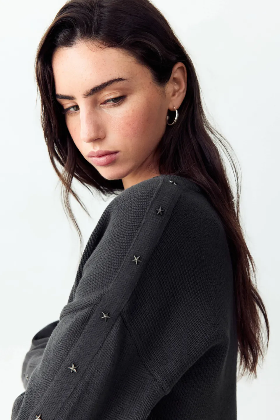 Mango TEEN katoenen gebreide trui met studs - antraciet, foto 6