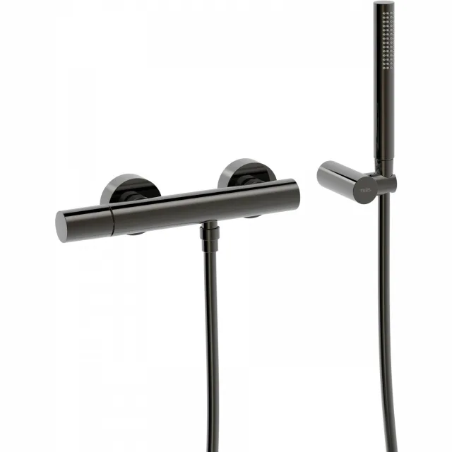 Douchemengkraan Tres Study Exclusive Rond 29 cm met Staafhanddouche Metallic Zwart