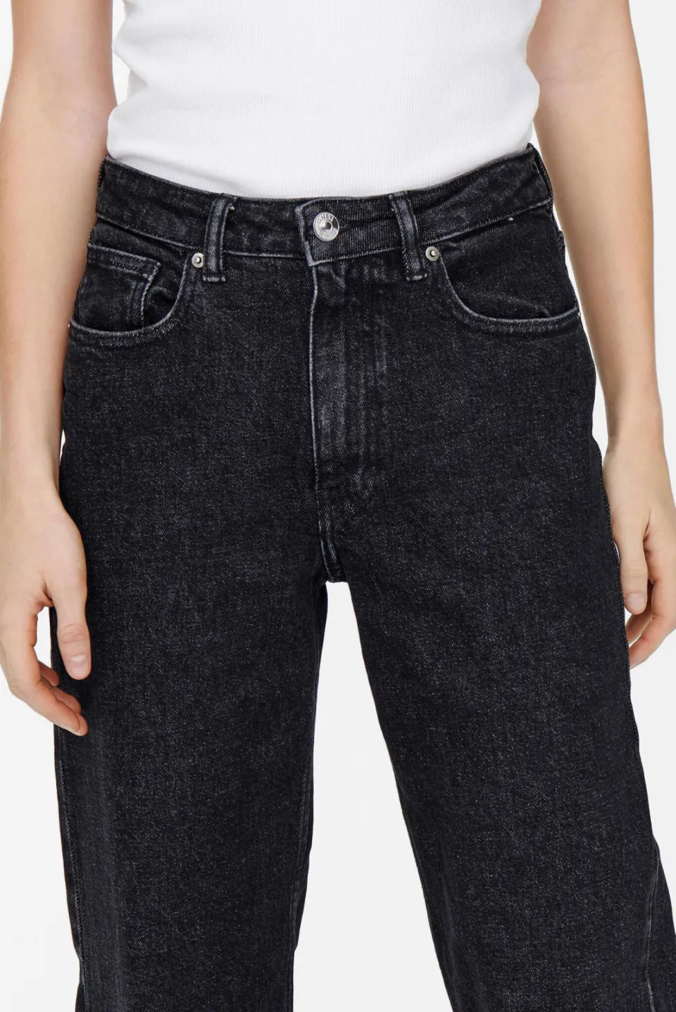 Only high waist wide leg jeans ONLJUICY black denim, foto 3