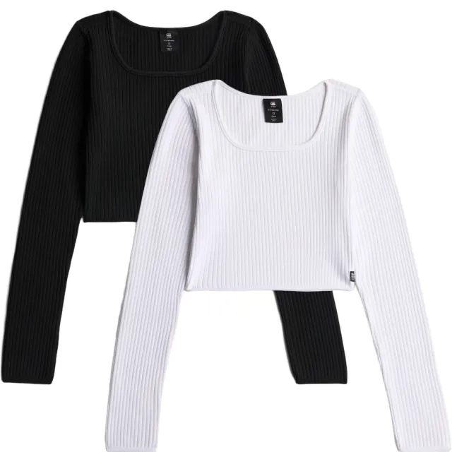 G-Star longsleeves set van 2 zwart/wit