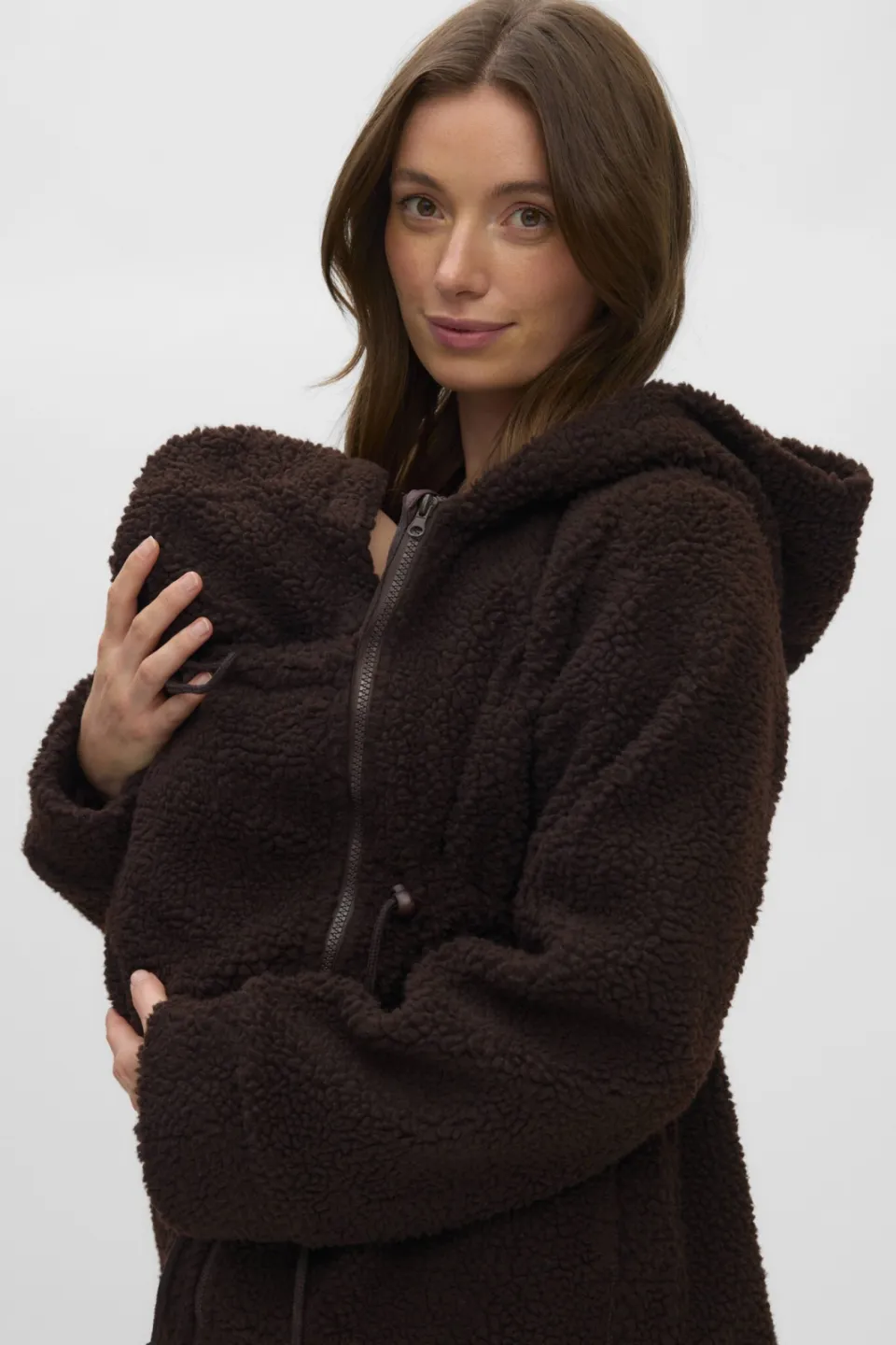 Mamalicious 3-in-1 teddy zwangerschapsjas donkerbruin