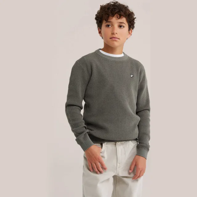 WE Fashion katoenen gebreide trui - olijfgroen