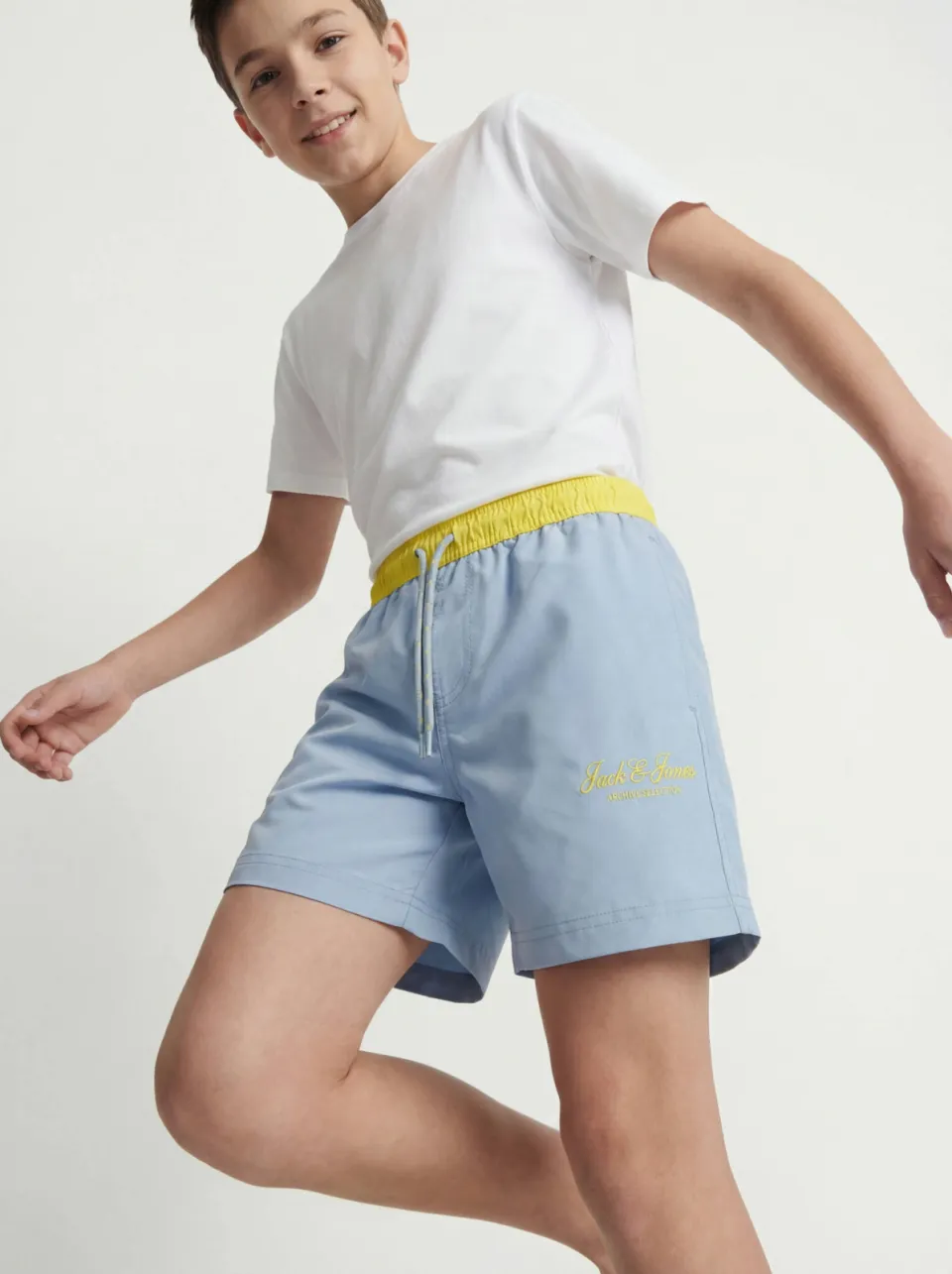 Jack & Jones JUNIOR zwemshort lichtblauw/geel