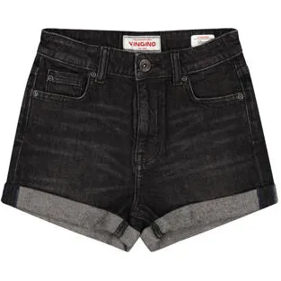 Vingino regular waist jeansshort black denim meisjes