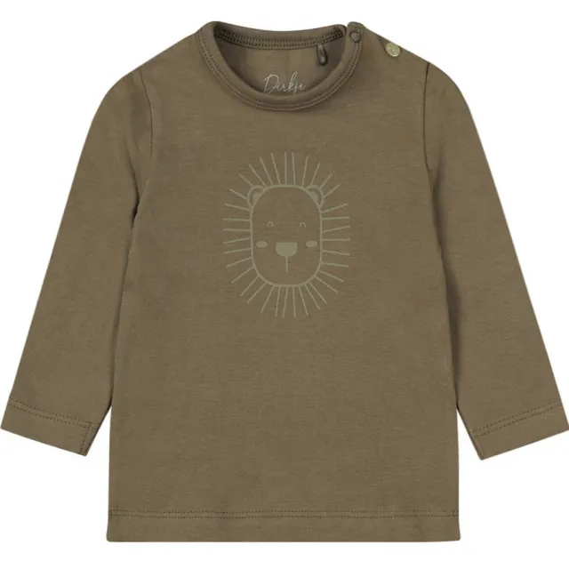 Dirkje longsleeve met printopdruk groenbruin, foto 2