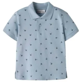 NAME IT MINI polo blauw Jongens Stretchkatoen Polokraag All over print