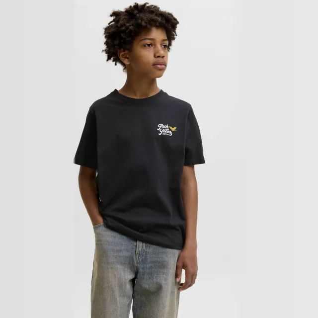 Jack & Jones junior t-shirt met backprint zwart