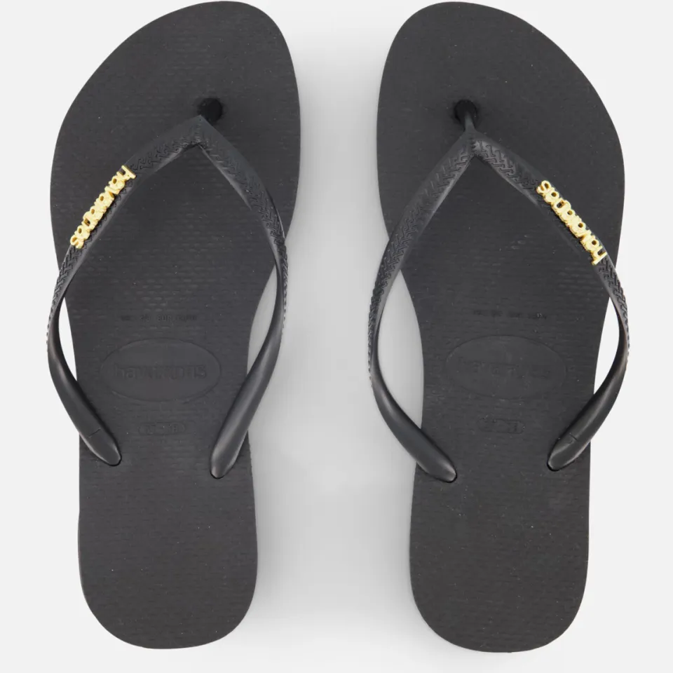 Havaianas Slim Logo Metallic Slippers zwart Rubber, foto 3