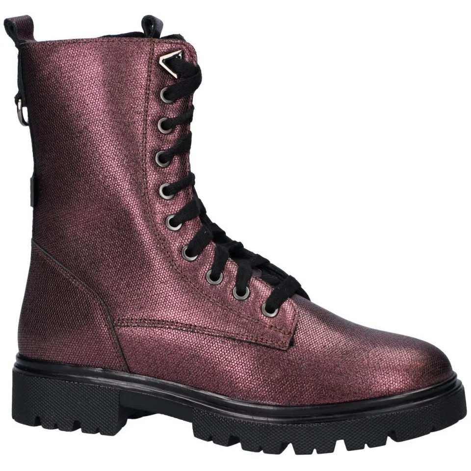 Nelson Kids leren enkelboots met profielzool - aubergine metallic, foto 2
