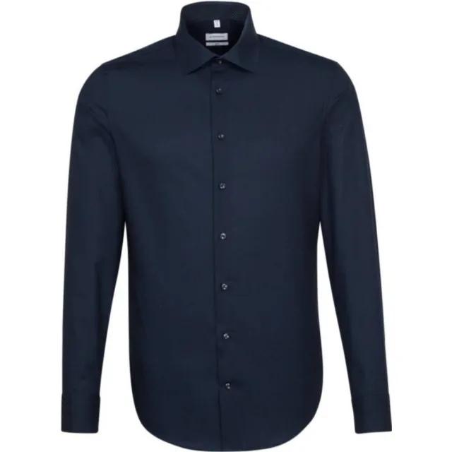 Seidensticker slim fit overhemd donkerblauw