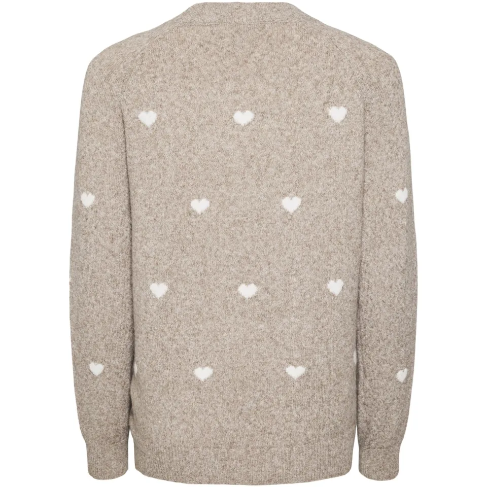 Vero Moda MATERNITY rechtvallende gebreide zwangerschapstrui met hartjes - grijs, foto 3