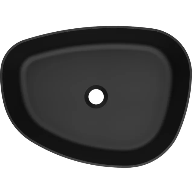 Arcqua Waskom Arcqua Rocker Cast Marble 50x37 cm Organisch Rechts Mat Zwart