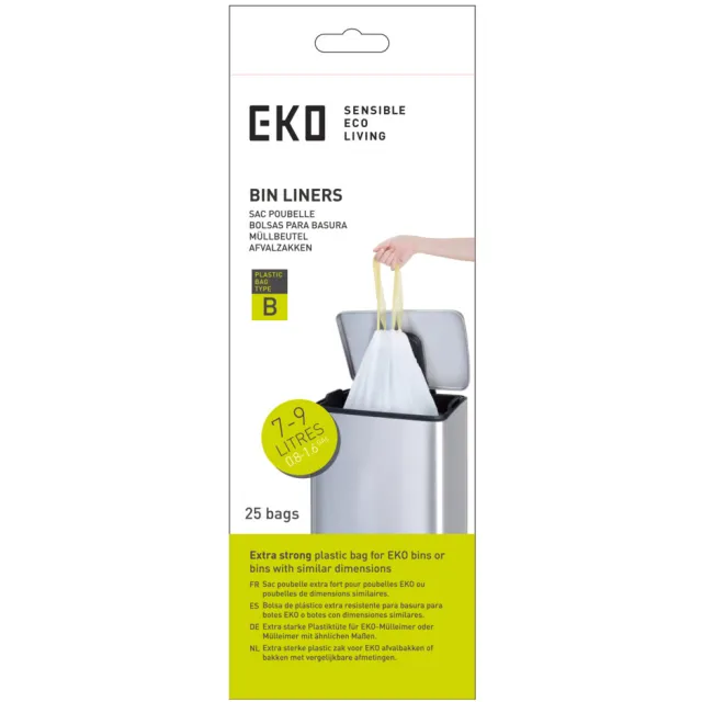 Eko 2e halve prijs: EKO Afvalzak met Trekband Wit 7–9 Liter Type B 25 zakken