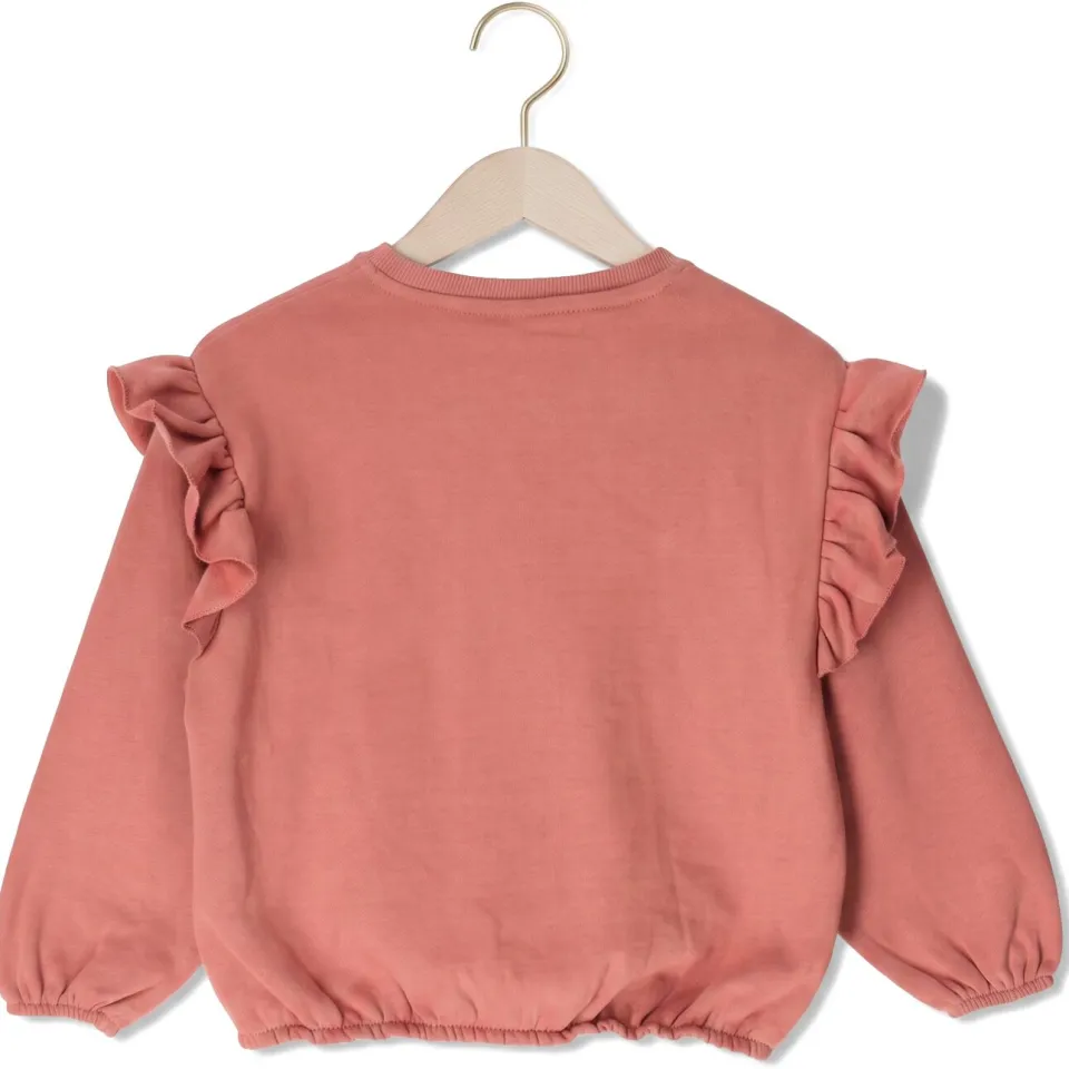 Lil' Atelier MINI rechtvallende sweater met ruches - oudroze
