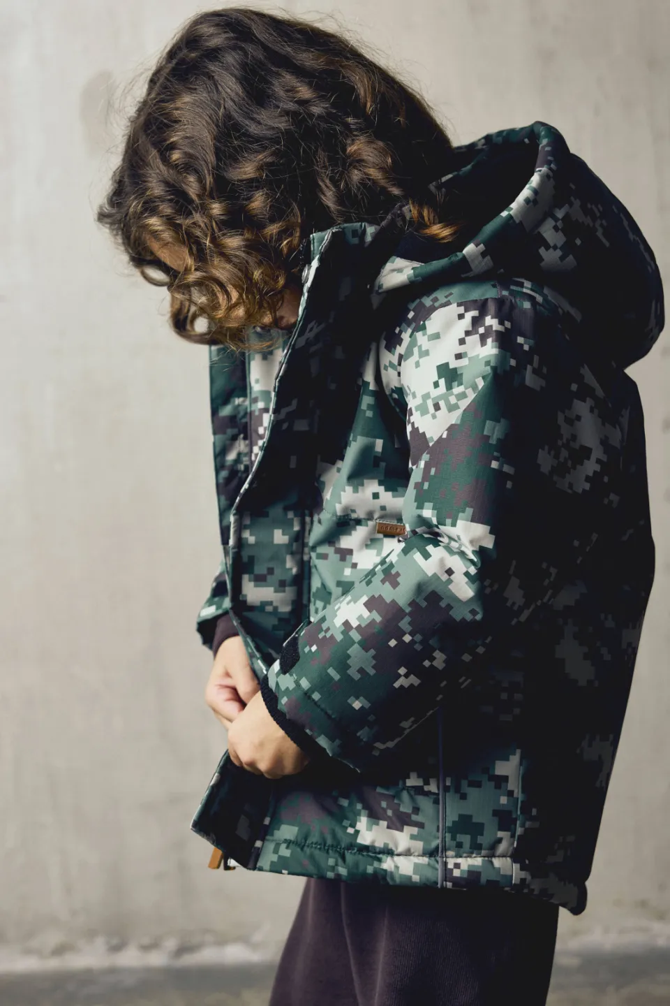 NAME IT MINI winterparka met print groen/bruin/beige